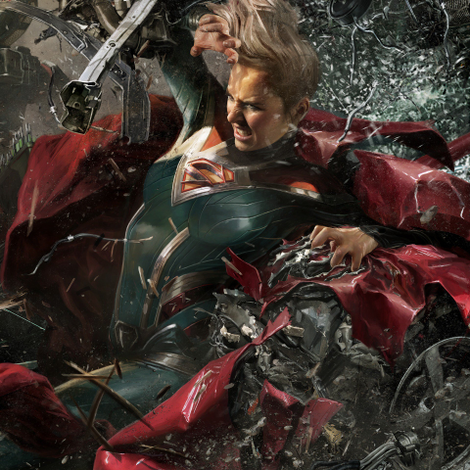 Concept art from Injustice 2. Character’s looks are super customizable due to the gear system. Which means Supergirl can wear any S shield she likes.